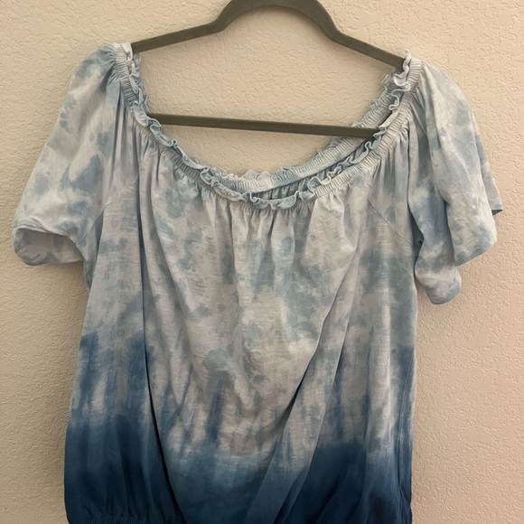 Lane Bryant Blue Ombré Off Shoulder Top | Size 18/20 Tie-Dye Boho Blouse - Picture 1 of 3